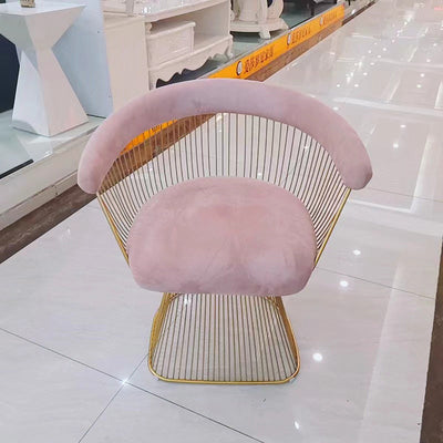 Moderner Luxus Kurven Hohl-Oval Stoff Edelstahl Akzentstuhl Rückenlehne Armlehne Für Wohnzimmer 