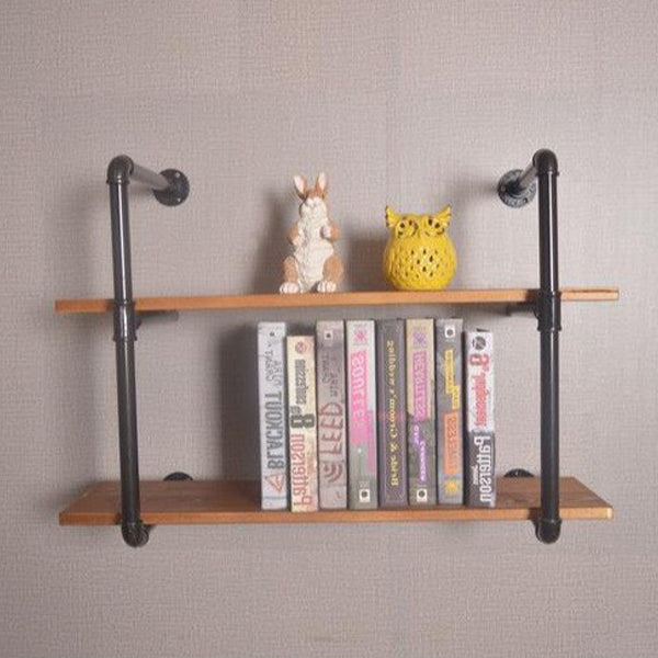 Modern Minimalist Rectangular Iron Zinc Solid Wood Bookshelves 2/3/4 Tier For Home Office