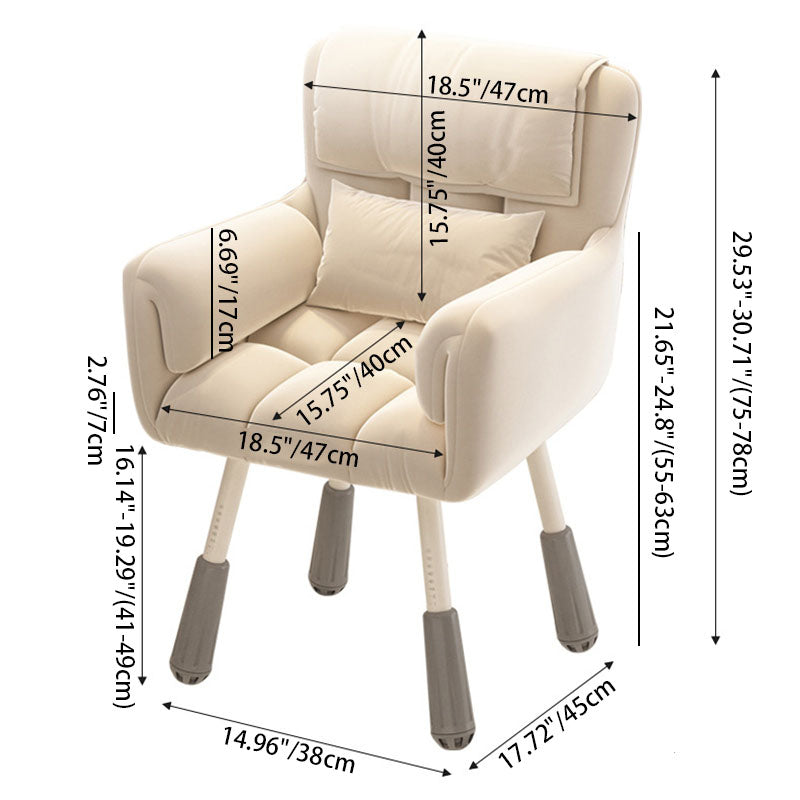 Modern Minimalist Rectangular Cushion Velvet Fabric Technical Fabric Metal Sponge Desk Chair Backrest Armrest For Home Office