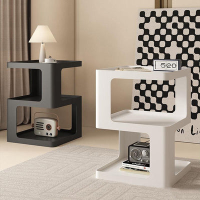 Table d'appoint carrée en fer minimaliste moderne à 3 niveaux pour salon 