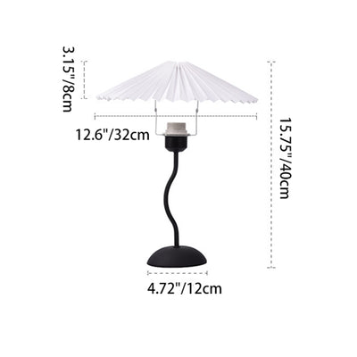 Contemporary Scandinavian Pleated Fan-Shaped Round Iron Fabric 1-Light Table Lamp For Bedroom