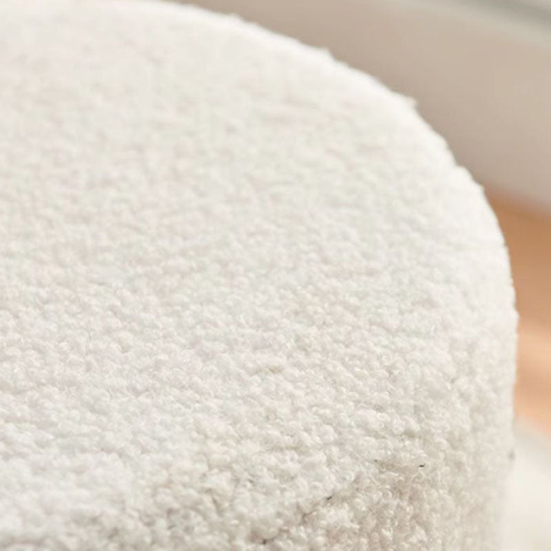 Modern Minimalist Round Lamb Fleece Pine Wood Cotton Fabric Removable Cartoon Low Stool For Living Room