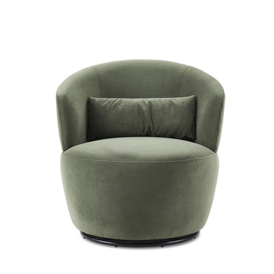 Modern Minimalist Round Cushion Lambswool Solid Wood Sponge Accent Chair Backrest Armrest For Living Room