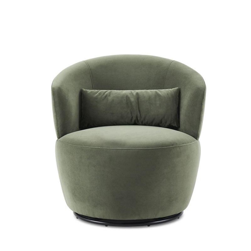 Modern Minimalist Round Cushion Lambswool Solid Wood Sponge Accent Chair Backrest Armrest For Living Room