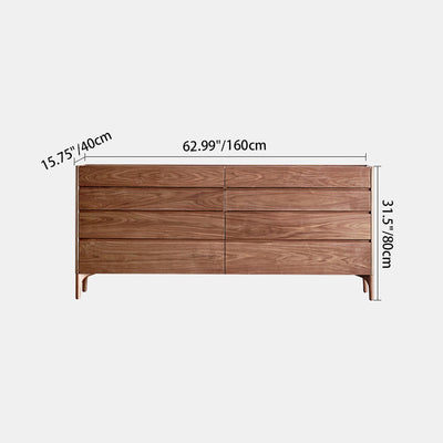 Modern Minimalist Rectangular Solid Wood Multi-Layer Plate Nightstand 5/8 Drawer For Bedroom