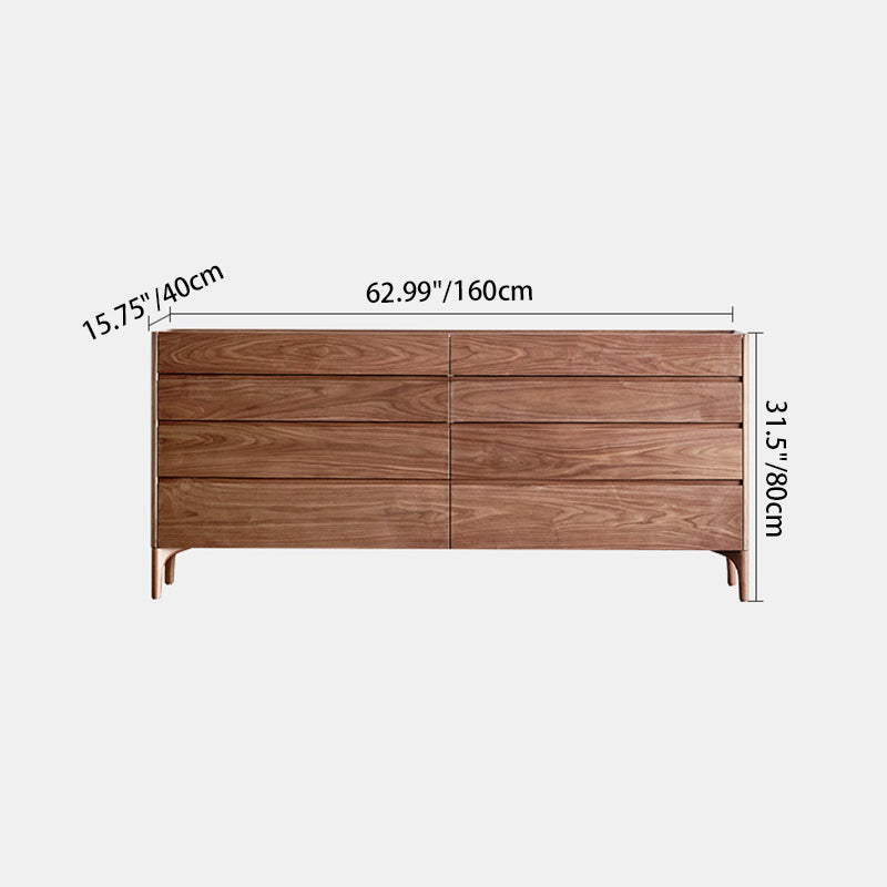 Modern Minimalist Rectangular Solid Wood Multi-Layer Plate Nightstand 5/8 Drawer For Bedroom