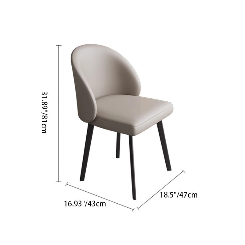 Modern Minimalist Microfiber Leather Plywood Carbon Steel Sponge Square Elliptical Curved Dining Chair Backrest For Dining Room