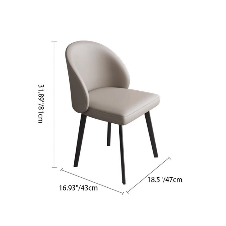 Modern Minimalist Microfiber Leather Plywood Carbon Steel Sponge Square Elliptical Curved Dining Chair Backrest For Dining Room