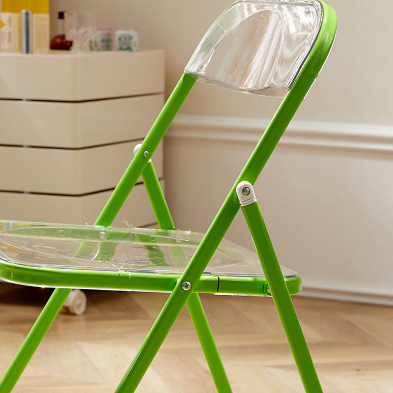 Modern Minimalist Rectangular PVC Iron Dining Chair Backrest Armless For Dining Room