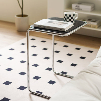 Moderner minimalistischer quadratischer Beistelltisch aus Holz und Edelstahl, 1-stufig, für das Wohnzimmer 