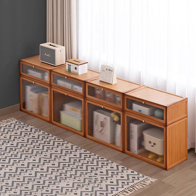 Modern Minimalist Rectangular Acrylic Bamboo Composite Board Bookshelves 1-Cabinet For Living Room