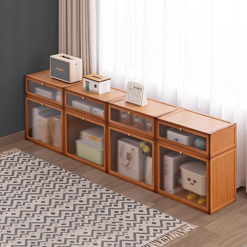 Modern Minimalist Rectangular Acrylic Bamboo Composite Board Bookshelves 1-Cabinet For Living Room
