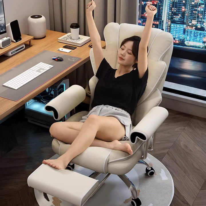 Chaise de bureau carrée minimaliste moderne en cuir microfibre et acier avec dossier et accoudoirs pour la maison et le bureau 