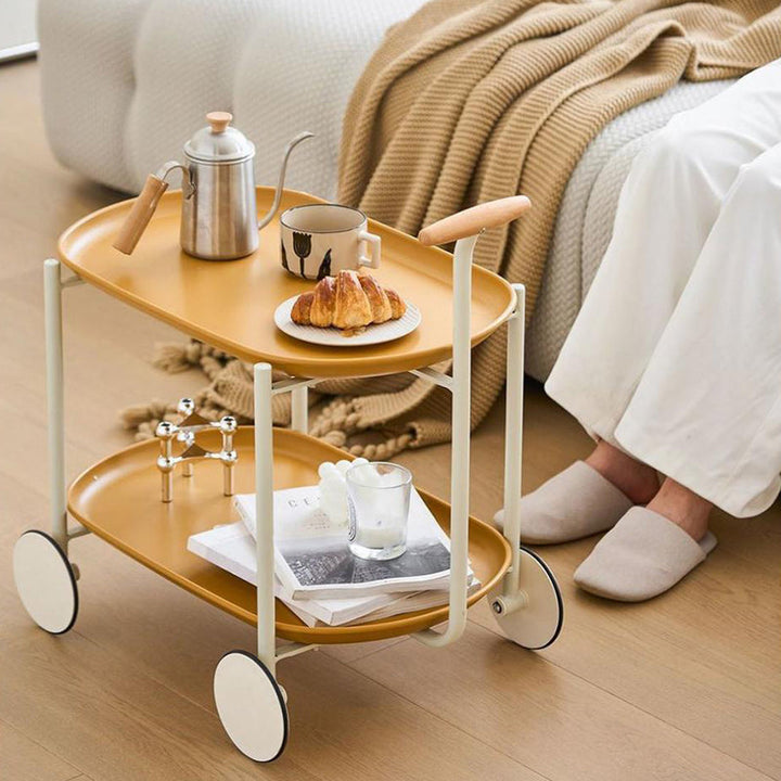 Table d’appoint contemporaine scandinave rectangulaire amovible, ronde, en plastique ABS, bois de hêtre et fer, à 2 niveaux, pour salon 