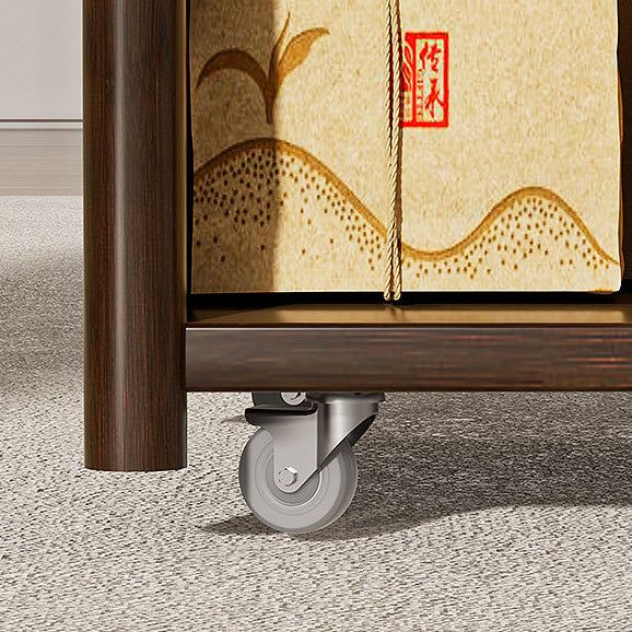 Traditional Chinese Rectangular Nan Bamboo Medium Density Fiberboard Side Table 1-Drawer 1-Storage For Living Room