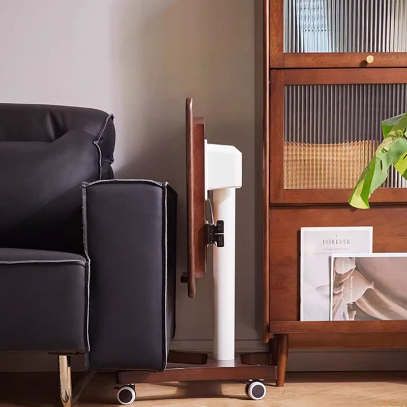 Mesa auxiliar moderna minimalista rectangular de madera maciza y hierro de 1 nivel para sala de estar 