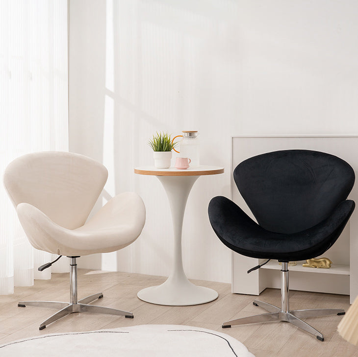Contemporary Scandinavian Faux Velvet Aluminum Alloy High Density Sponge Vanity Stool Height-Adjustable Swivel Backrest For Bedroom