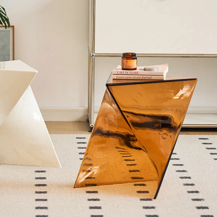 Modern Minimalist Geometric Corner Triangle PC End Table 1-Tier For Living Room