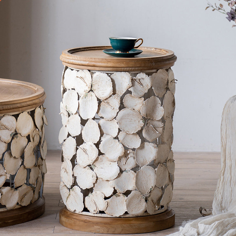 Moderner Art Deco runder Blütenblätter Holz-Eisen-Couchtisch 1-stufig für das Wohnzimmer 