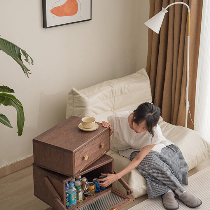Zeitgenössischer kreativer Kinderroboter rechteckiger kubischer Holz-Nachttisch drehbar 2-Schränke für Schlafzimmer 