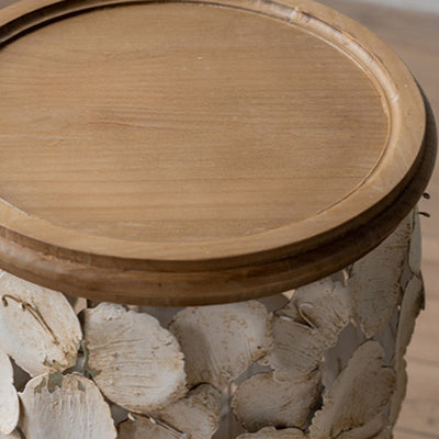 Moderner Art Deco runder Blütenblätter Holz-Eisen-Couchtisch 1-stufig für das Wohnzimmer 