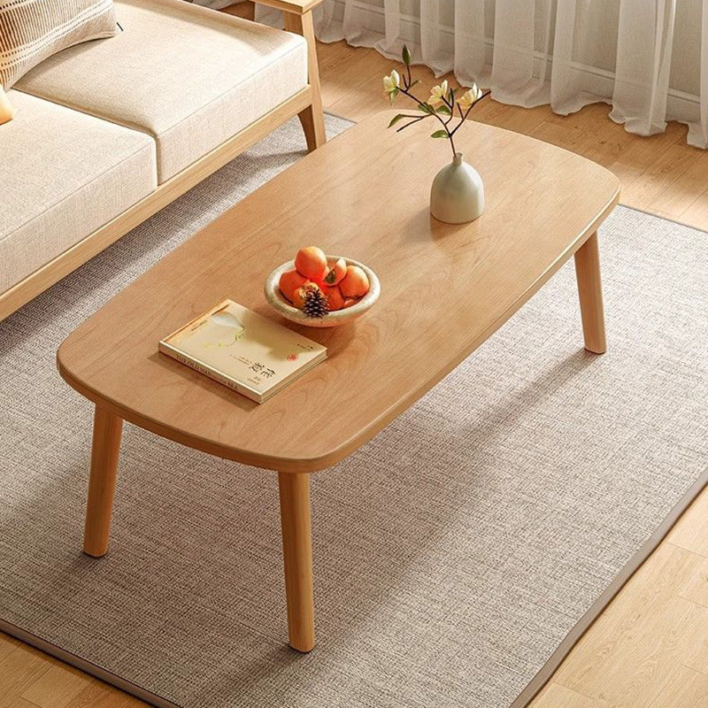 Modern Minimalist Rectangular Medium Density Fiberboard Solid Wood Coffee Table 1-Tier For Living Room