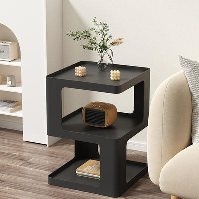 Table d'appoint carrée en fer minimaliste moderne à 3 niveaux pour salon 