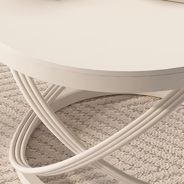 Contemporary Nordic Round Circle Iron Stone Slab Coffee Table For Living Room