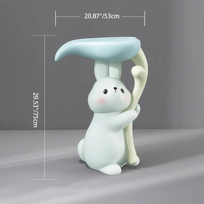Table d'appoint moderne Art Déco ronde avec lapin, éléphant et ours en résine de fibre de verre 1 plateau pour salon 