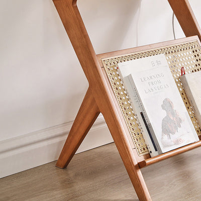 Contemporary Scandinavian Square Rubberwood Solid Wood Glass Side Table For Living Room