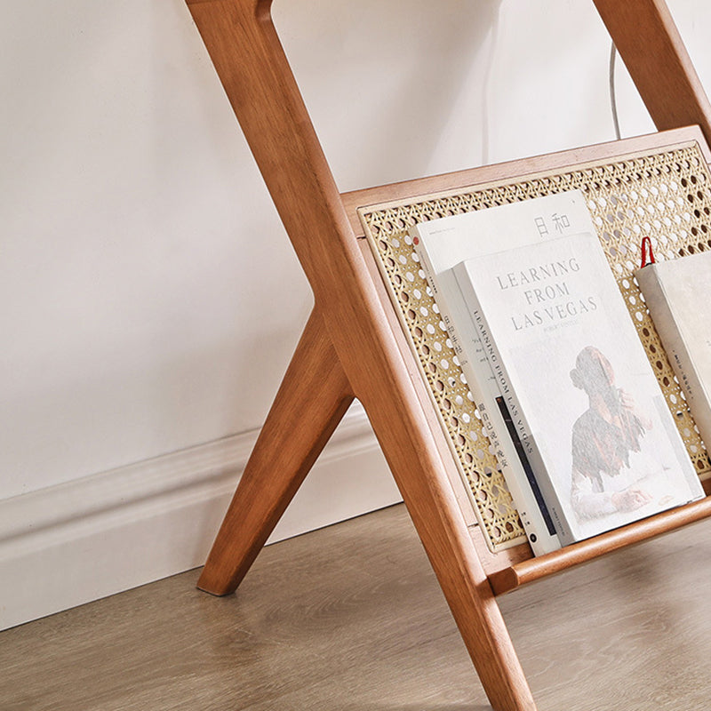 Contemporary Scandinavian Square Rubberwood Solid Wood Glass Side Table For Living Room