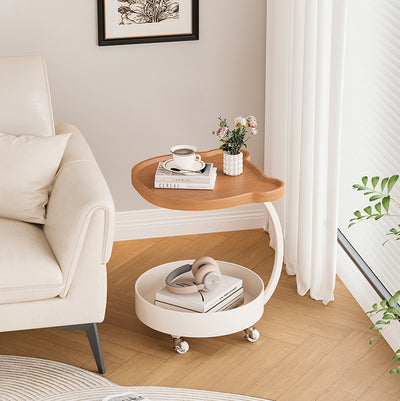 Contemporary Creative Medium Density Fiberboard Iron Bear-Shaped Movable Side Table 2-Tier For Living Room