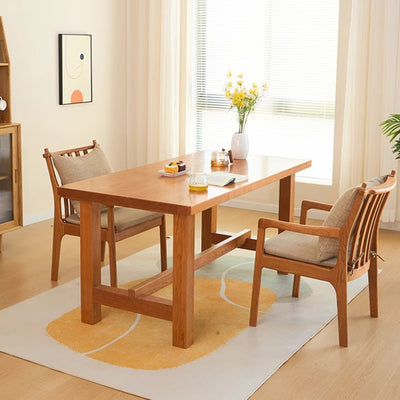 Contemporary Scandinavian Square Cherry Wood Solid Wood Polyester Cotton Linen Foam Sponge Dining Chair For Dining Room