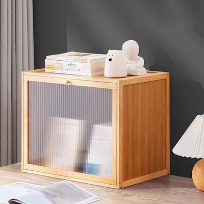 Modern Minimalist Rectangular Acrylic Bamboo Composite Board Bookshelves 1-Cabinet For Living Room