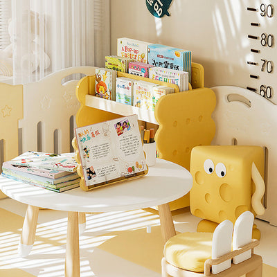 Contemporary Creative Square Cheese Kids Plastic Bookshelf 2-Tier For Bedroom