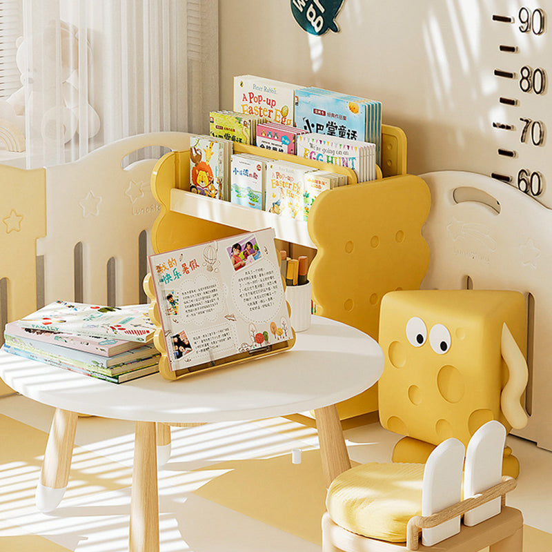 Contemporary Creative Square Cheese Kids Plastic Bookshelf 2-Tier For Bedroom