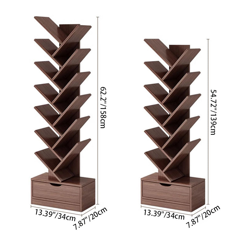 Contemporary Creative Rectangular Solid Wood Eco-Friendly Board 6/8/10/12 Tier Bookshelves For Home Office