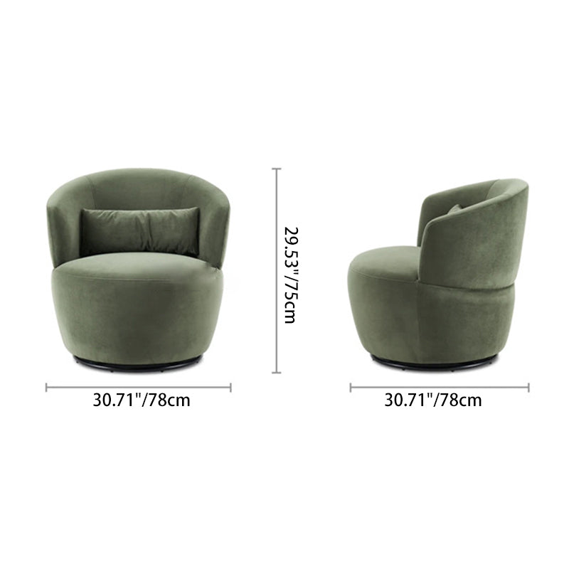 Modern Minimalist Round Cushion Lambswool Solid Wood Sponge Accent Chair Backrest Armrest For Living Room