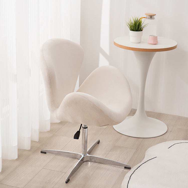 Contemporary Scandinavian Faux Velvet Aluminum Alloy High Density Sponge Vanity Stool Height-Adjustable Swivel Backrest For Bedroom