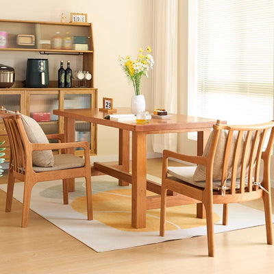 Contemporary Scandinavian Square Cherry Wood Solid Wood Polyester Cotton Linen Foam Sponge Dining Chair For Dining Room