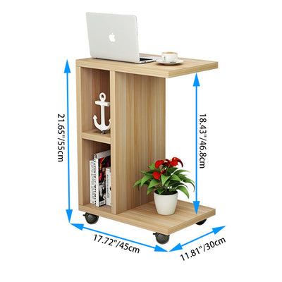 Modern Minimalist Rectangular Laminate End Table 3-Tier Movable For Living Room