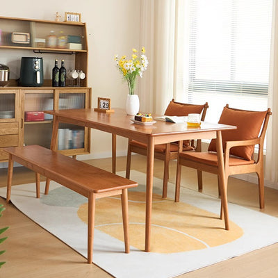 Contemporary Scandinavian Square Cherry Wood Solid Wood Polyester Cotton Linen Foam Sponge Dining Chair For Dining Room