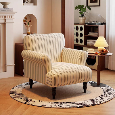 Traditional French Rectangular Velvet Crinkled Woven Fabric Solid Wood Accent Chair Backrest Armrest For Living Room