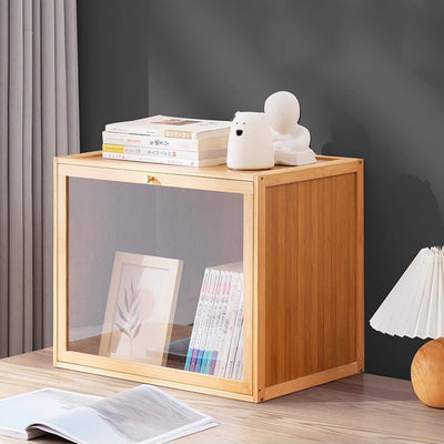 Modern Minimalist Rectangular Acrylic Bamboo Composite Board Bookshelves 1-Cabinet For Living Room