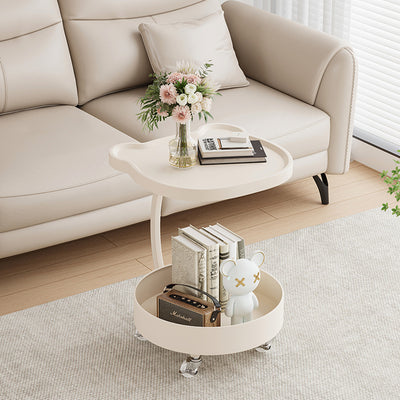 Contemporary Creative Medium Density Fiberboard Iron Bear-Shaped Movable Side Table 2-Tier For Living Room