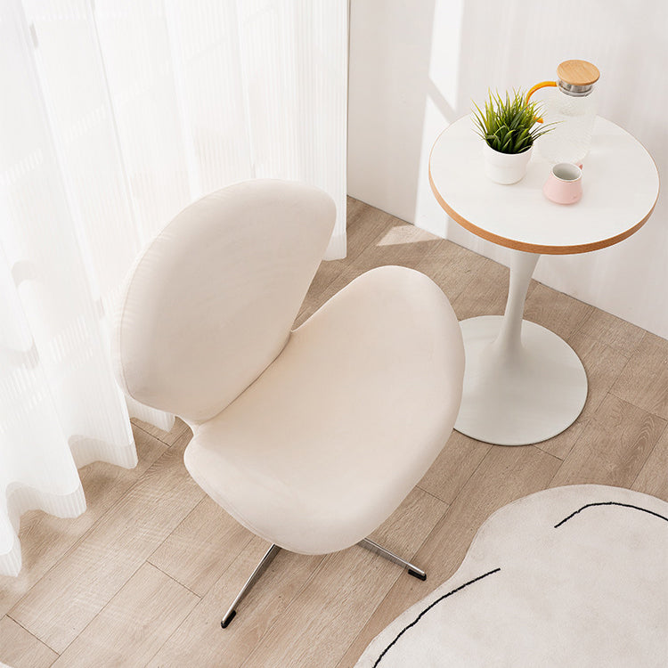 Contemporary Scandinavian Faux Velvet Aluminum Alloy High Density Sponge Vanity Stool Height-Adjustable Swivel Backrest For Bedroom