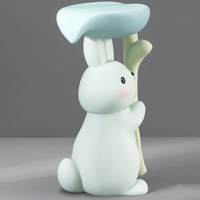 Table d'appoint moderne Art Déco ronde avec lapin, éléphant et ours en résine de fibre de verre 1 plateau pour salon 