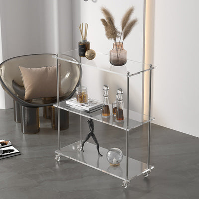 Table d'appoint rectangulaire contemporaine en acier acrylique à 2/3 niveaux pour salon 