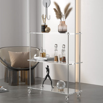 Table d'appoint rectangulaire contemporaine en acier acrylique à 2/3 niveaux pour salon 
