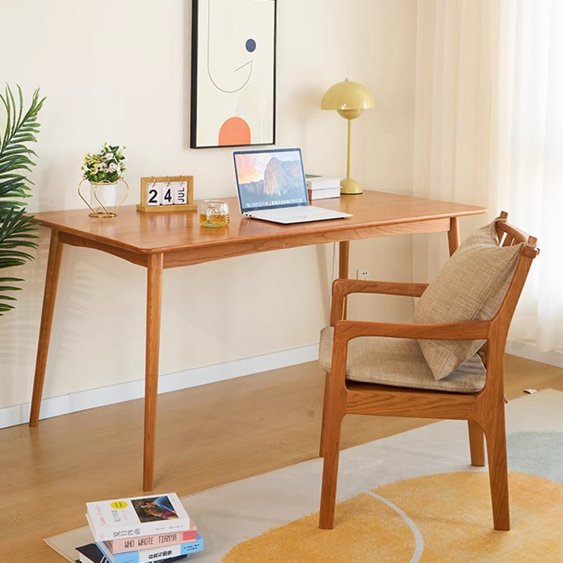 Contemporary Scandinavian Square Cherry Wood Solid Wood Polyester Cotton Linen Foam Sponge Dining Chair For Dining Room